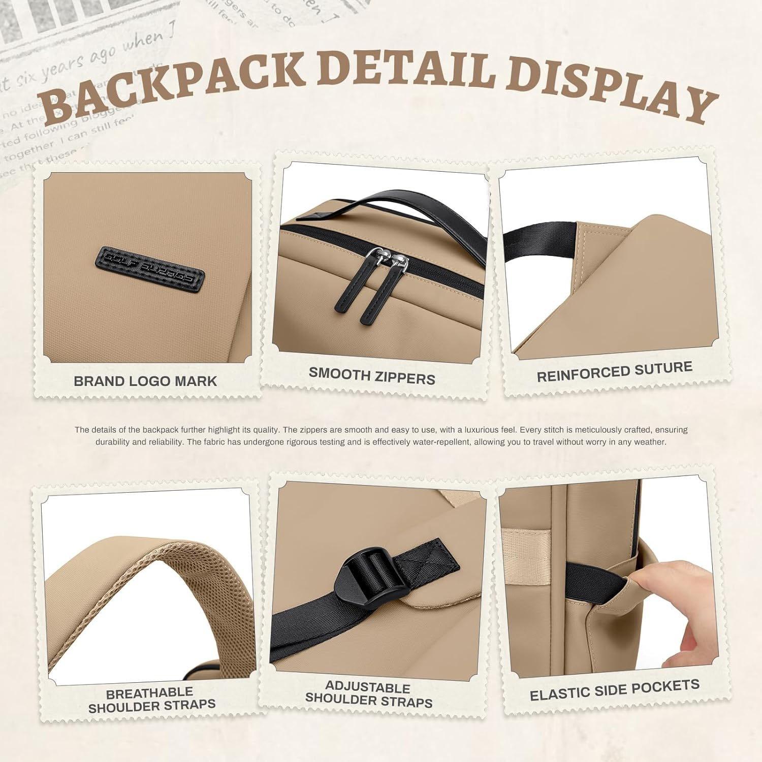 GOLF SUPAGS Faux Leather Backpack Women'S Stylish Laptop Backpack Multifunctional Daypack Waterproof Perfect for Work College and Travel Fits 15.6 Inch Notebooks image number 2