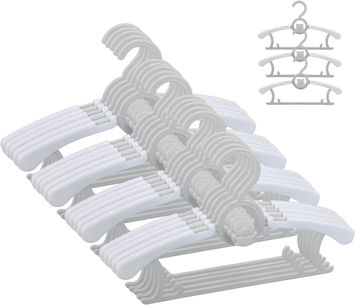 Baby Hangers for Closet,20 Pack Infant Hangers,Non-Slip and Extendable Plastic Children'S Newborn Baby Hangers 11"-14" Adjustable Children Coat Hanger for Girl Boy Toddler Kids Child (Grey) image number 2