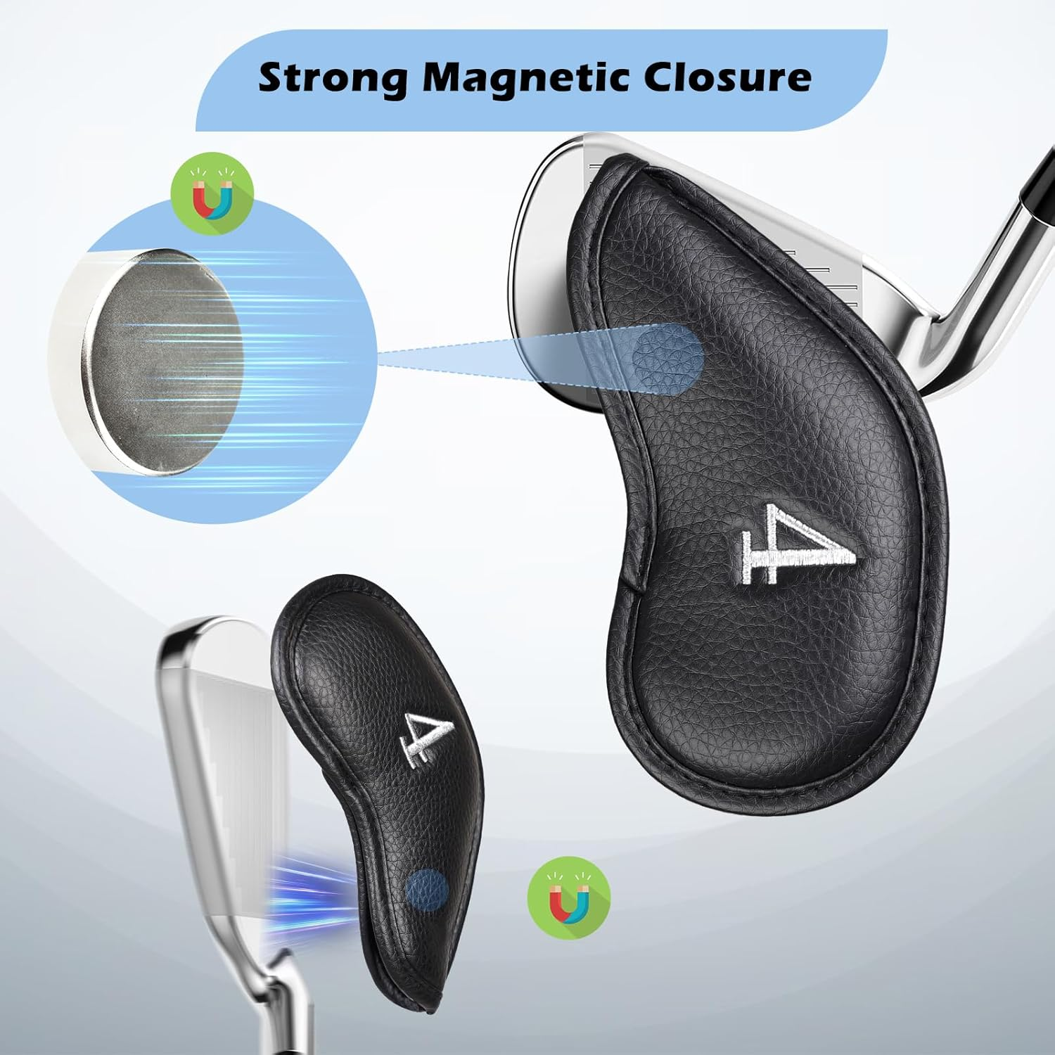 CRAFTSMAN GOLF 12Pcs or 1Pc Thick Synthetic Leather Golf Iron Head Covers Set Headcover Fit All Brands Callaway Ping Taylormade Cobra Etc. Also Custom Name