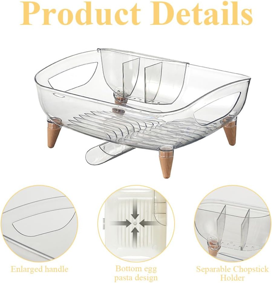 Dish Drying Rack,Dish Drainer,For Kitchen Counter, Kitchen Storage and Organisation,With Turn the Gutter and Handle,Quick Storage, Can Hold Cups, Plates,Chopsticks,Knives and Forks image number 1