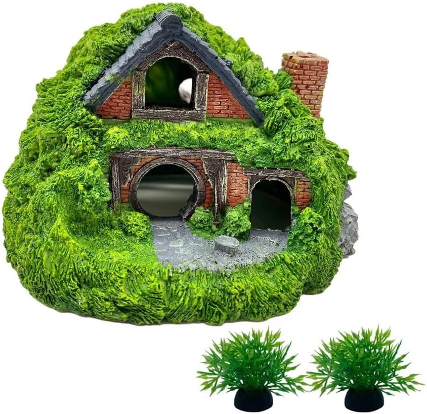 Set of 3 Aquarium Decoration Hobbit House,Resin Fish Cave Hideouts for Aquarium Decoration Aquarium,Aquarium Hiding Turtle House for Reptile Turtle Frog,Unique Aquarium Accessories image number 3