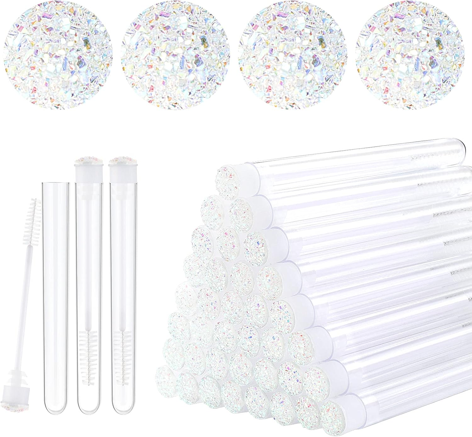 20Pcs Eyelash Brush Lash Wand Makeup Tool Eyelash Extension Supplies Cleaning Brush Diamond Mascara Star White image number 2