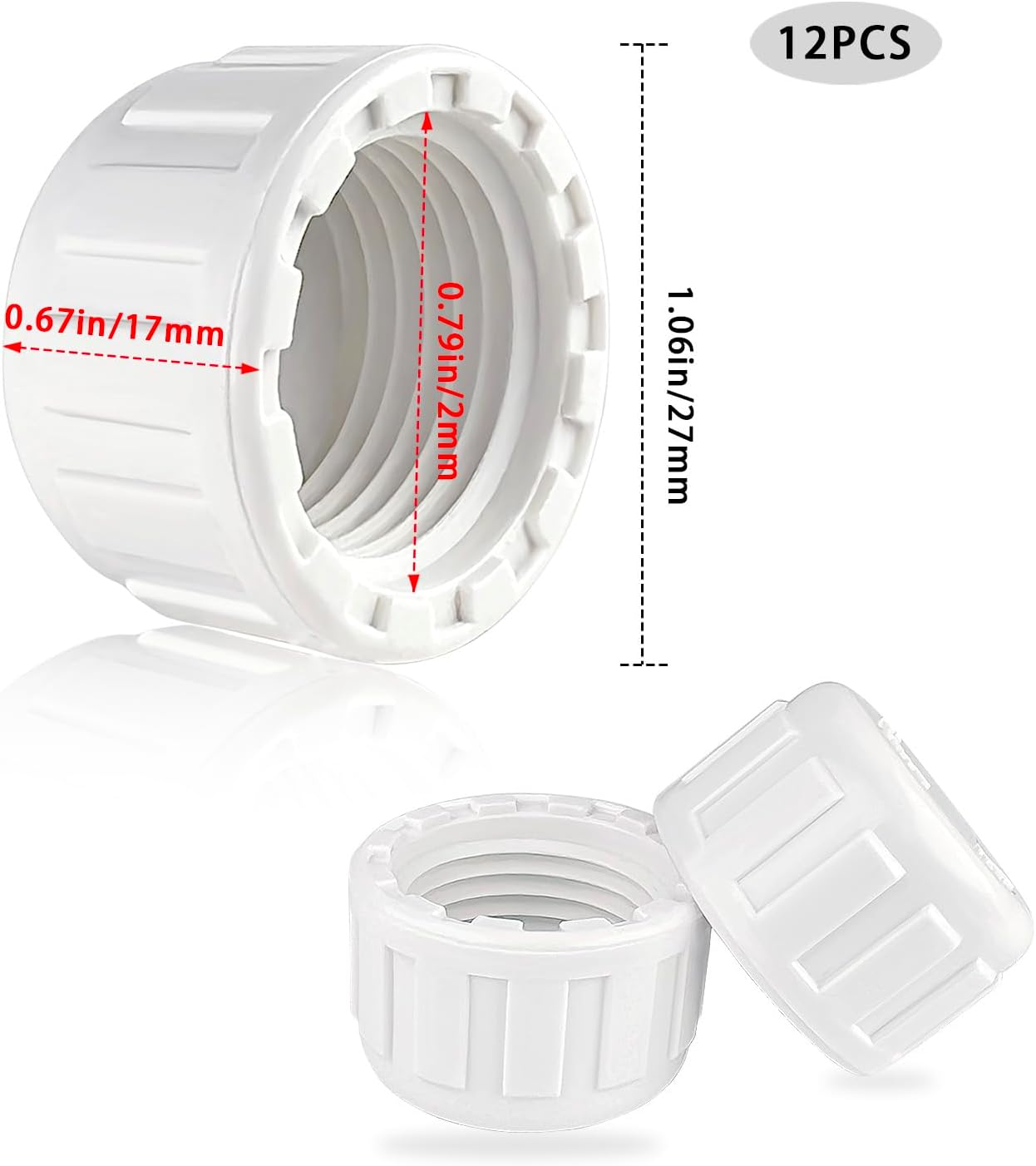 12PCS 1/2" PVC Sprinkler Cap, End Female Thread Pipe Plug Adapter for Irrigation, DIY Projects,Sprinkler Head Cap, Water Line, Plumbing Repair, Compatible with Rainbird Systems image number 5