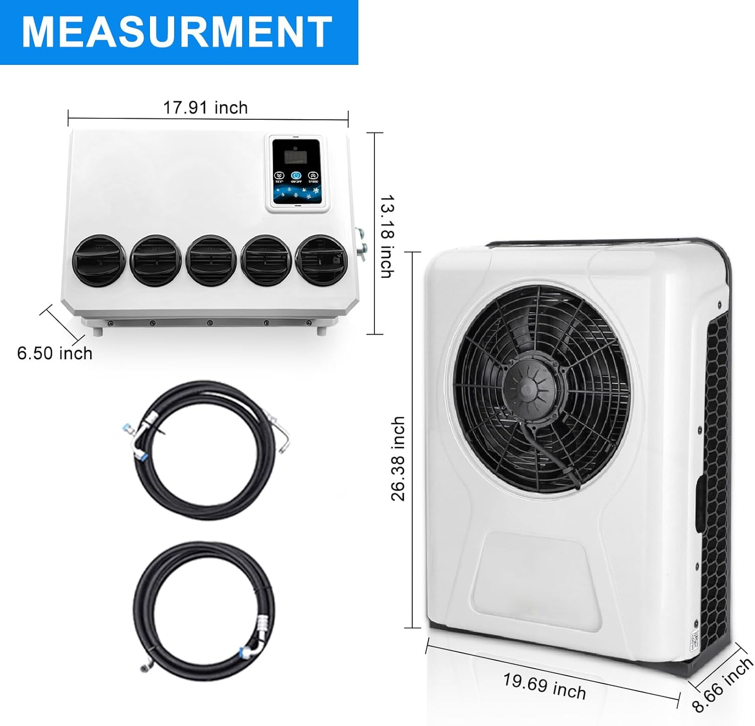 Treeligo DC 12V Universal Electric RV Truck Air Conditioner Camper A/C Unit 10000 BTU Fast Cooling for Motorhome Bus Tractor Automotive Air Conditioner （White） image number 4