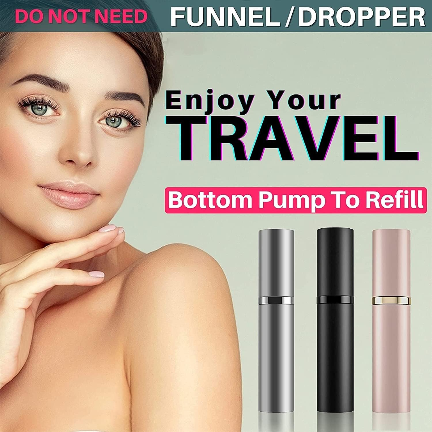 Refillable Portable Mini Perfume Atomizer for Travel, 5Ml Luxury Empty Leakproof Pump Perfume Spray Bottle Atomizer for Man and Woman (J-Rose Gold) image number 5