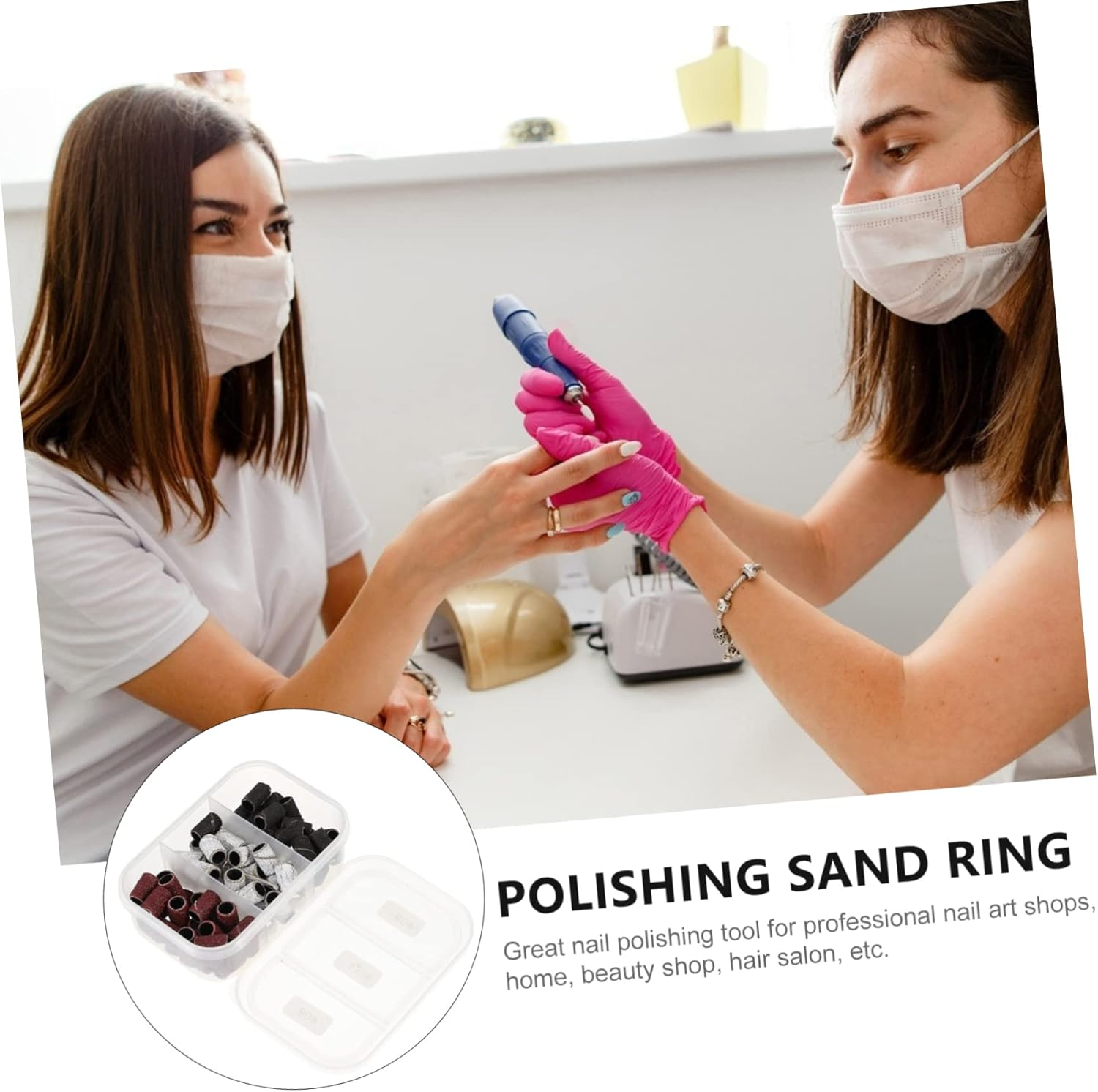 MERRYHAPY 75Pcs Professional Nail Art Shop Tool Environmental-Friendly Material Polishing Ring Nail Sanding Bands Fine - Brown image number 3