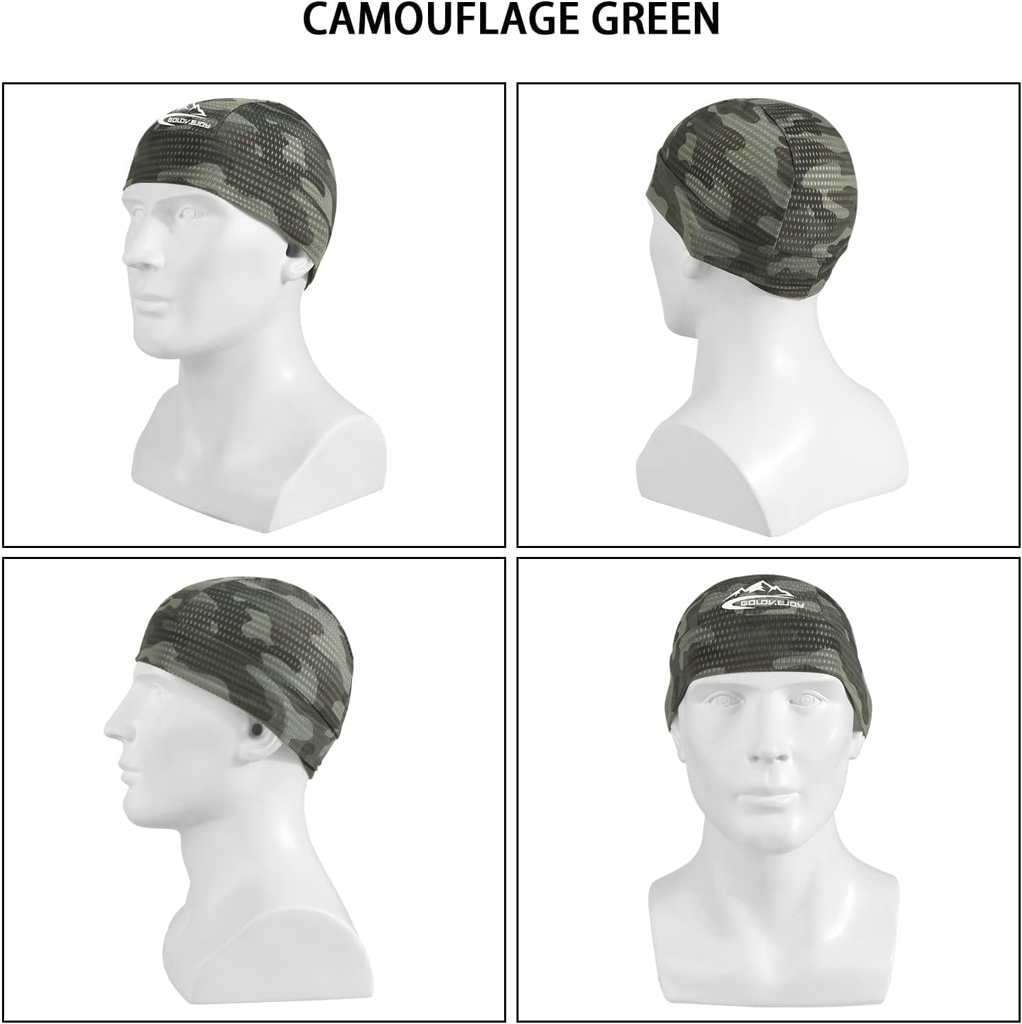 2 Pack Skull Cap Helmet Liner Sweat Wicking Cycling Running Hat, Cycling Skull Caps Wicking Beanie Do Rag Head Wrap for Men Women(Camouflage Black & Camouflage Green) image number 4