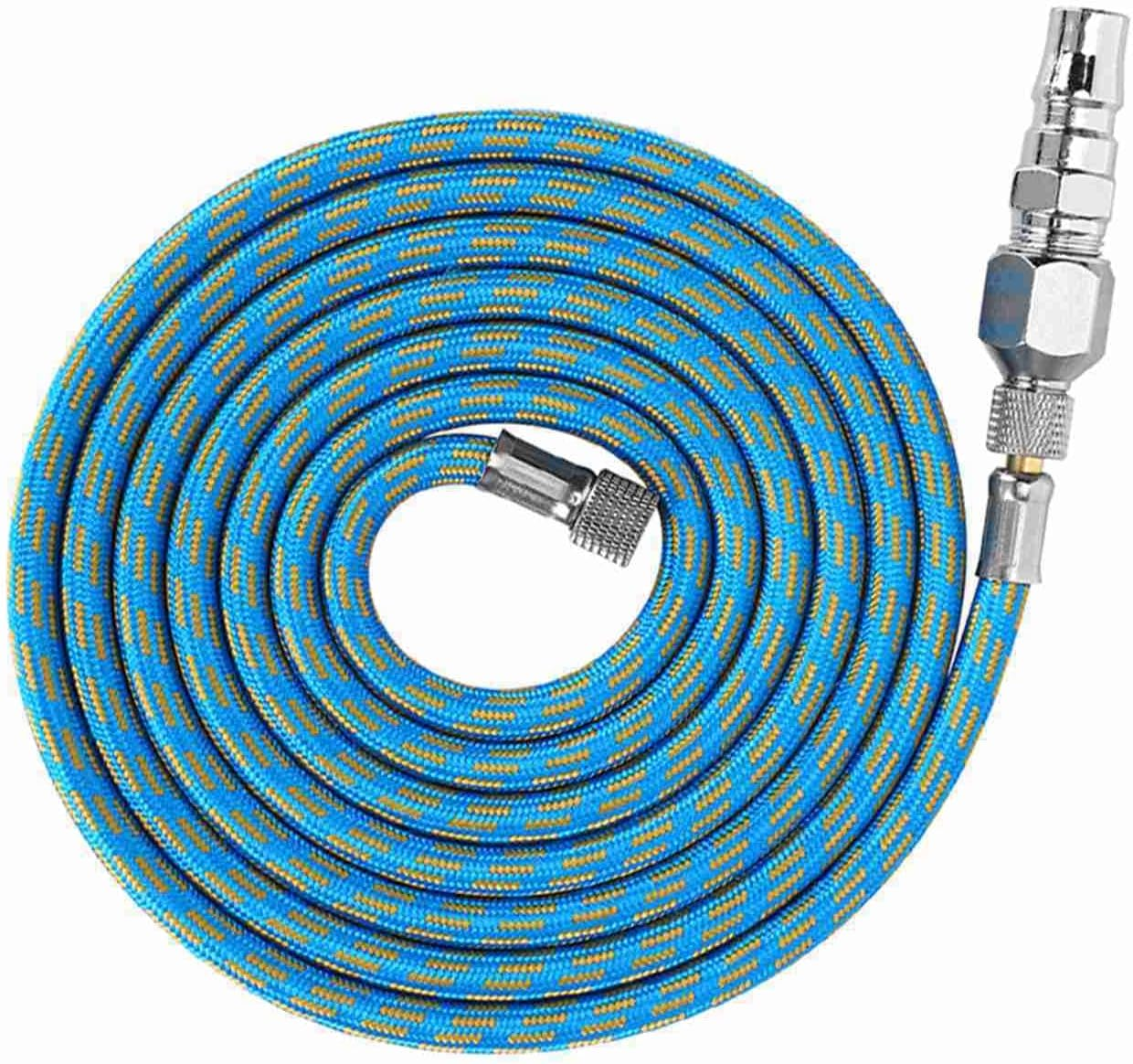 Braided Airbrush Air Hose Adapter Kit Airhose Spray Gun Compressor Nylon Blue 6Ft 1/8In‑1/4In image number 2