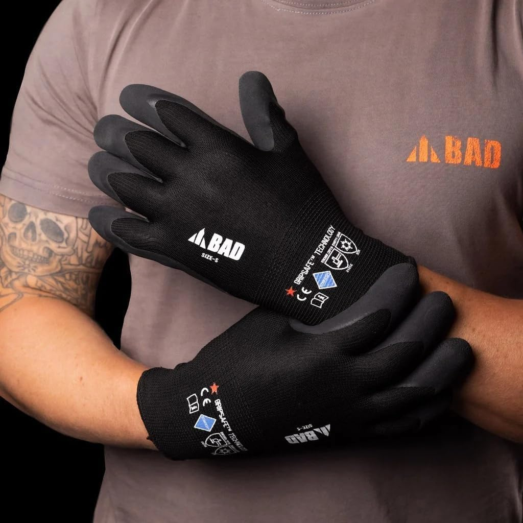 BAD WORKWEAR Unisex Stealth Nitrile Grip-Safe Insulated Work Gloves image number 1