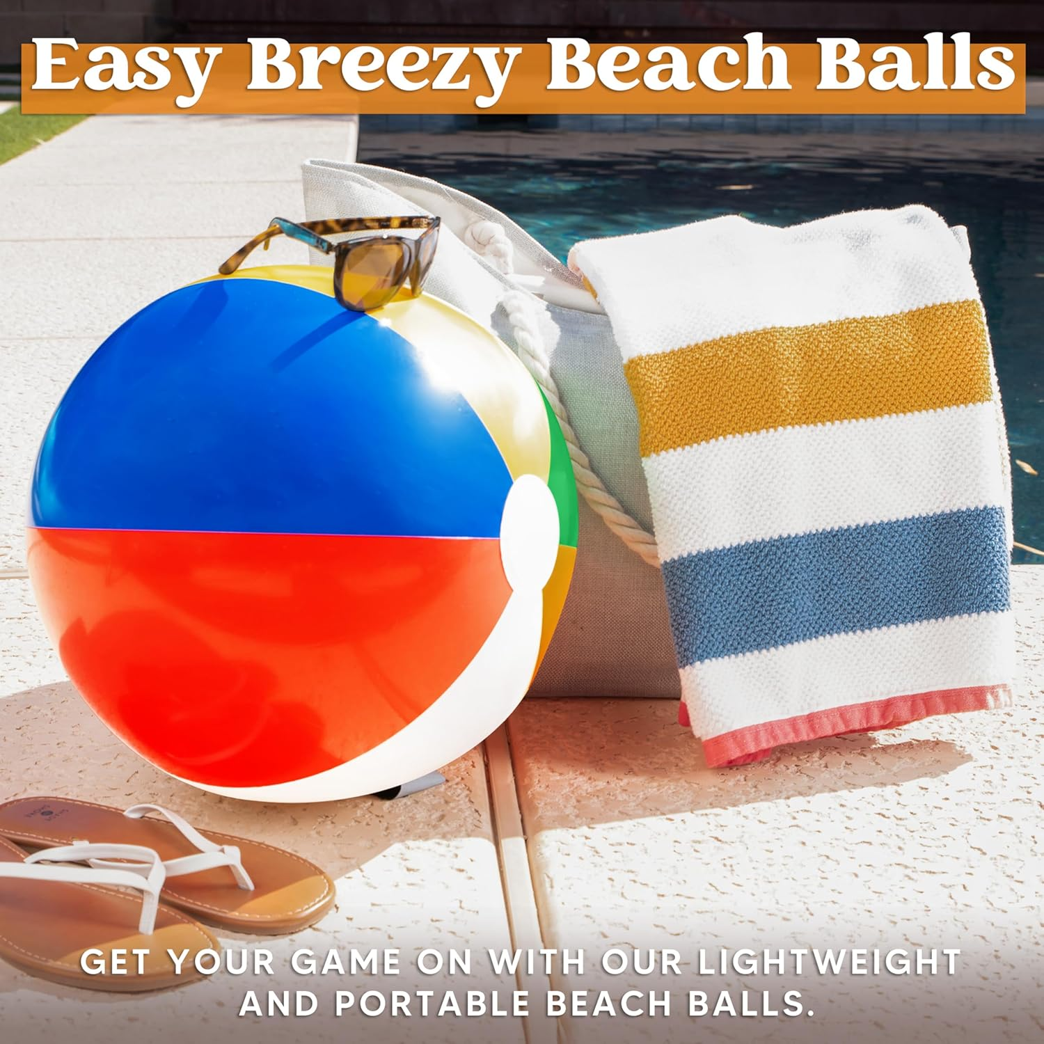 JOYIN 2-Pack 20" Beach Balls - Pool Toys Large Inflatable Beach Ball Swimming Pool Water Games, Classic Rainbow Color Beachball Luau Birthday Decorations Party Supplies Party Favors Gifts image number 5