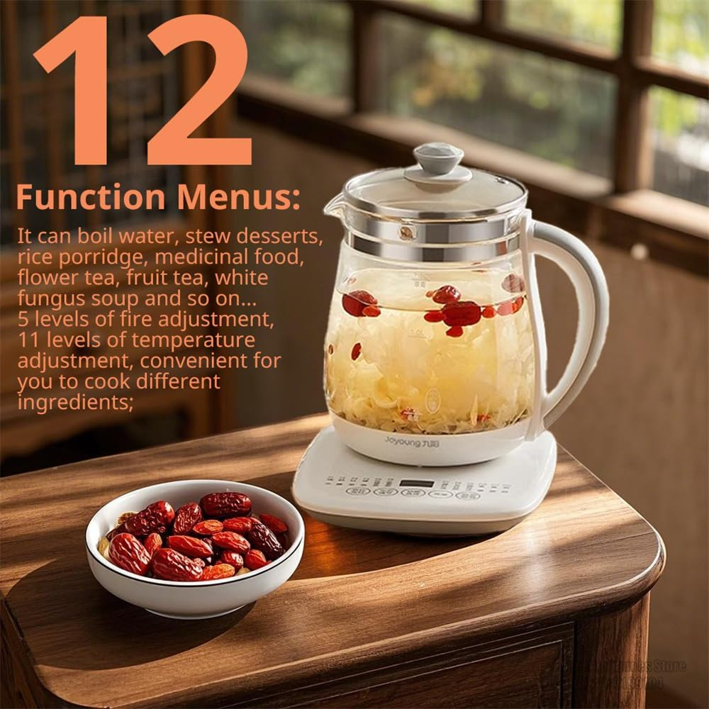 Household Electric Kettle Glass Health Kettle Pot 1.5L Temperature Adjustable Heat Preservation Reservation for Home Office Joyoung-Dgd1506Bq image number 3