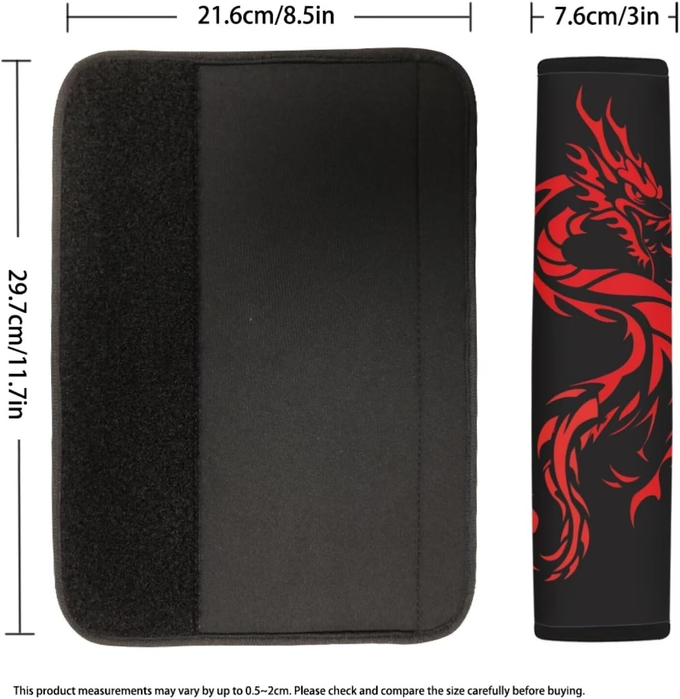 Forchrinse Red Dragon Car Seat Belt Cover Pads,Soft Seatbelt Shoulder Pads 2 Pack, Safety Belt Strap Pad Protector for Adults and Children - Moon Star image number 2