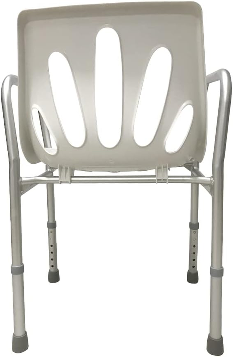 Heavy-Duty Adjustable Shower Chair Seat for Elderly & Disabled &ndash; 200 Kg (450 Lb) Capacity, Arms & Backrest, Tool-Free 6-Height Adjustment (66&ndash;79 Cm), Non-Slip Feet