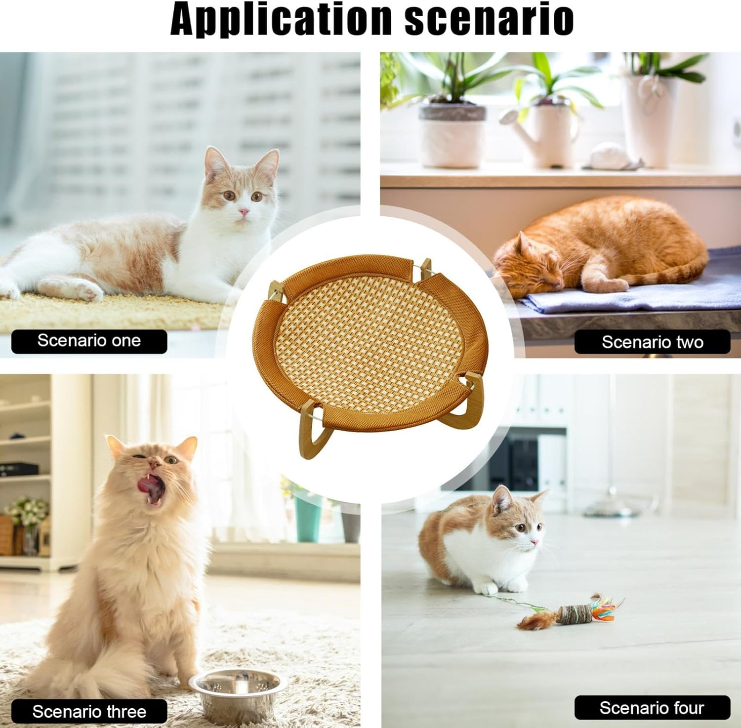 Nuyhgtr Breathable Cat Bed, Cat Cooling Mat, Rattan Cat Bed, Cooling Pet Mat, Scratch-Resistant Cats Bed, Natural Rattan Cats Cooling Mat, Versatile & Stylish Summer Mattress for Cats, Puppies image number 5