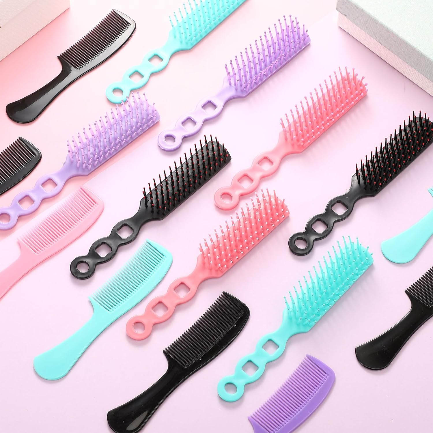 Baderke 200 Pcs Hair Brushes & Combs Set - Nylon Bristles & Plastic Handles - Suitable for Curly Hair - Women, Men & Shelter Use - Multicolor image number 6