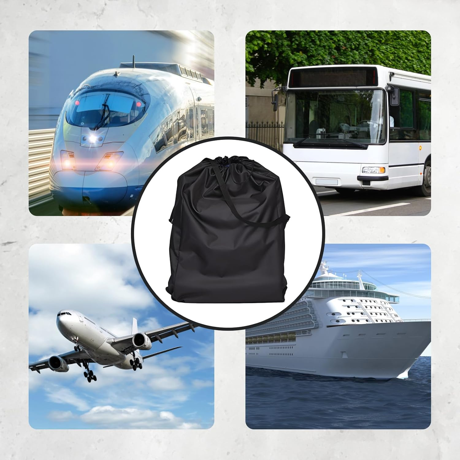Stroller Bag for Airplane, Foldable Pram Bag for Airplane, 3Pcs Durable Stroller Travel Bag, 52 * 50Cm Portable Stroller Bag,Suitable for Use When Traveling or Going Out (Black) image number 3
