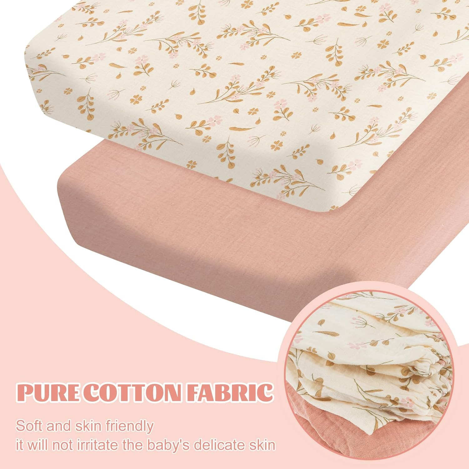 Changing Pad Cover, Baby Diaper Soft Changing Pad Sheets, Flexible Changing Table Pad Cover, Cotton Diaper Changing Pad, Comfortable Cotton Fitted Diaper for Baby Girls(Style 1) image number 4