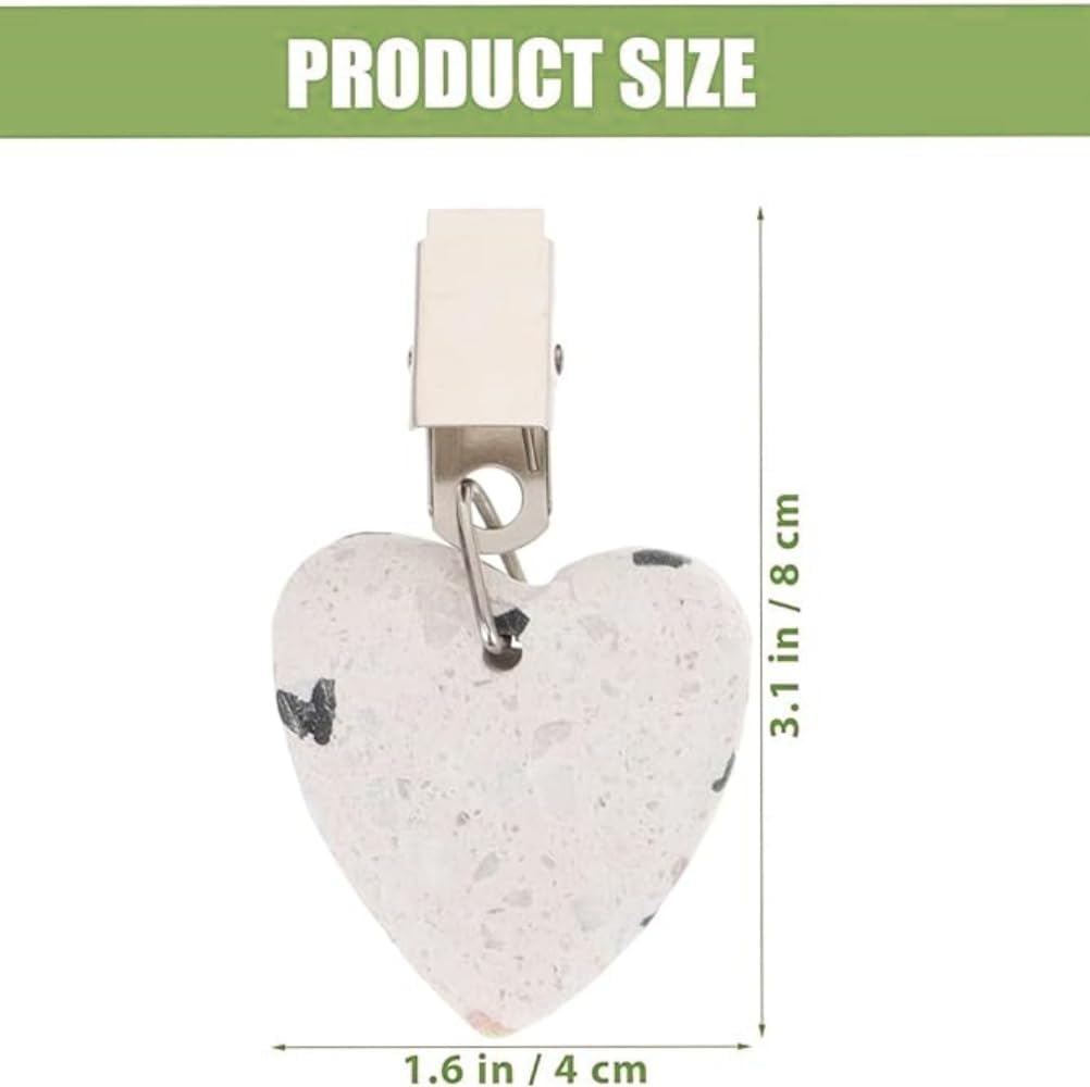 8 Pcs Tablecloth Weights Hangers,Heart-Shaped Table Cover Weights Stone,Table Weights Hangers with Metal Clip,Tablecloth Cover for Tablecloth Decoration,Family Dinner Outdoor Picnic image number 4