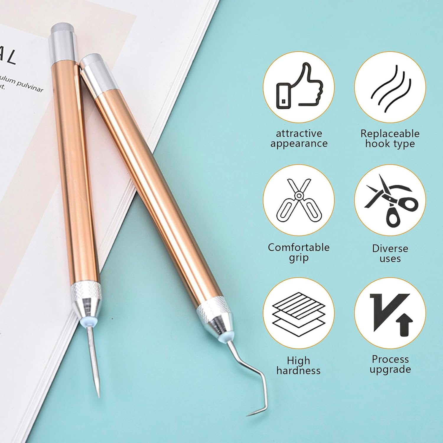 5Pcs Vinyl Weeding Tools Set with LED Light,Vinyl Lighted Weeding Pen Tools Straight Weeder, Portable Weeding Hook Pin Basic Tool Set for Crafting Silhouettes Cameos DIY