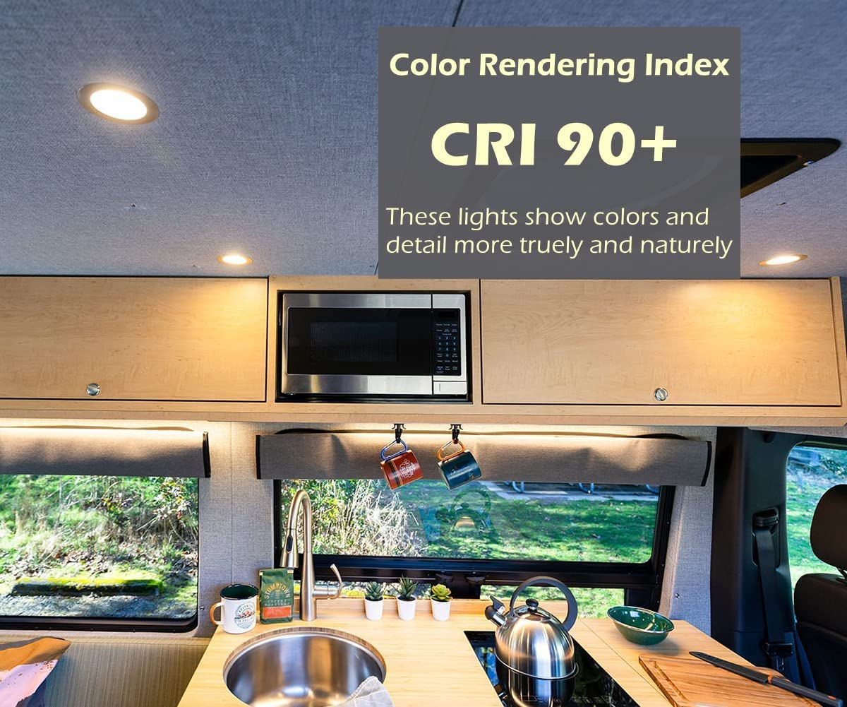 12V 3W RV Boat Ceiling Lights Recessed Cabinet Dome Lights Super Slim Downlights Suitable for Motorhome Sailboat Yacht Interior Lighting 4 Pack (4500K) - Natural Light image number 4