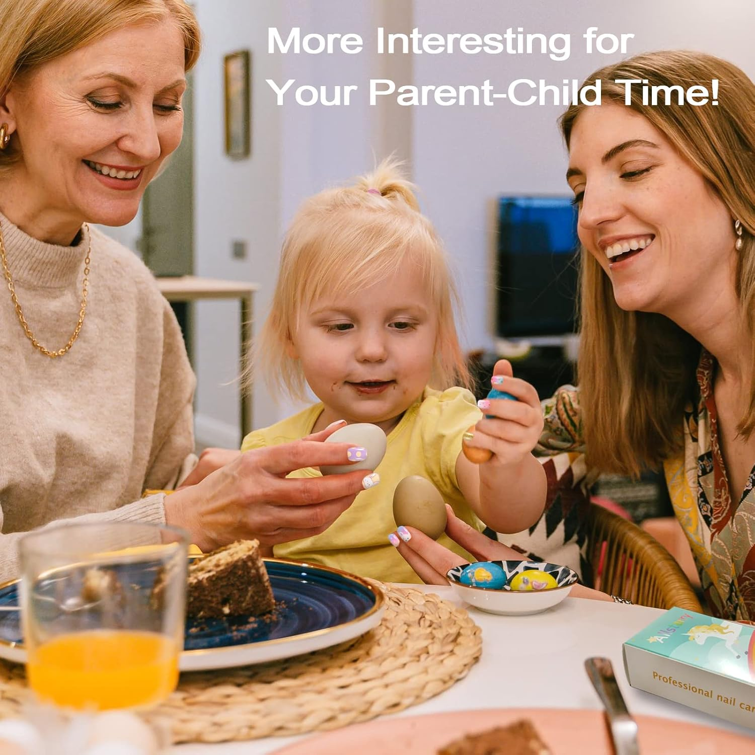 Allstarry Children Nails Press on Pre-Glue Full Cover Rabbit Gradient Color Dot Short False Nail Kits Lovely Gift for Children Little Girls Nail Art Decoration - Purple Planet image number 6