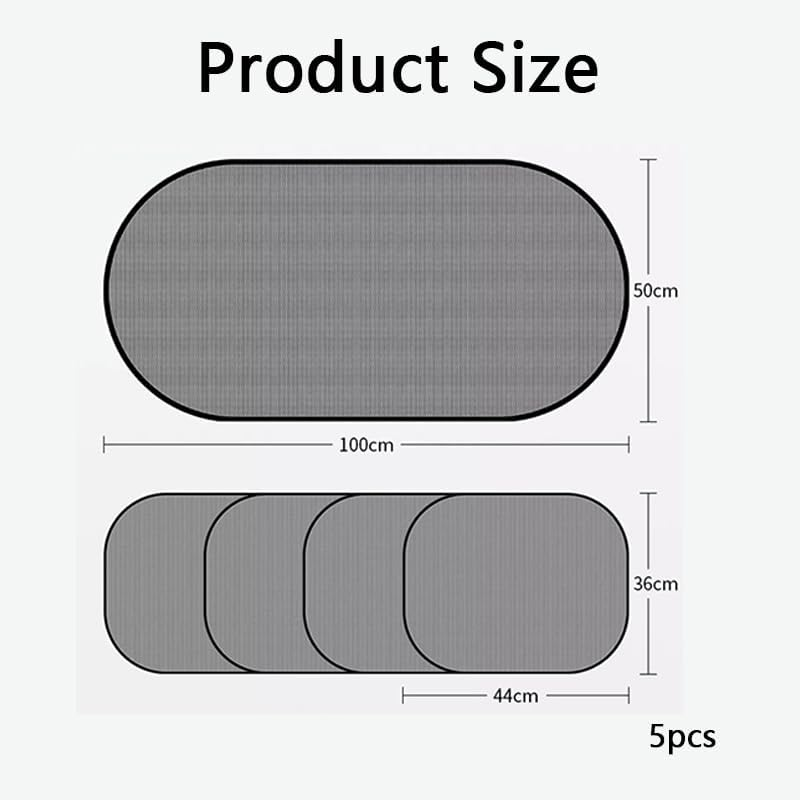Car Window Shade for Side Windows, Foldable Double-Layer Mesh Sunshade with Strong Suction Cups, UV Protection Heat Block for Kids Pets, Universal Fit Car Sunshade (5Pcs) image number 5