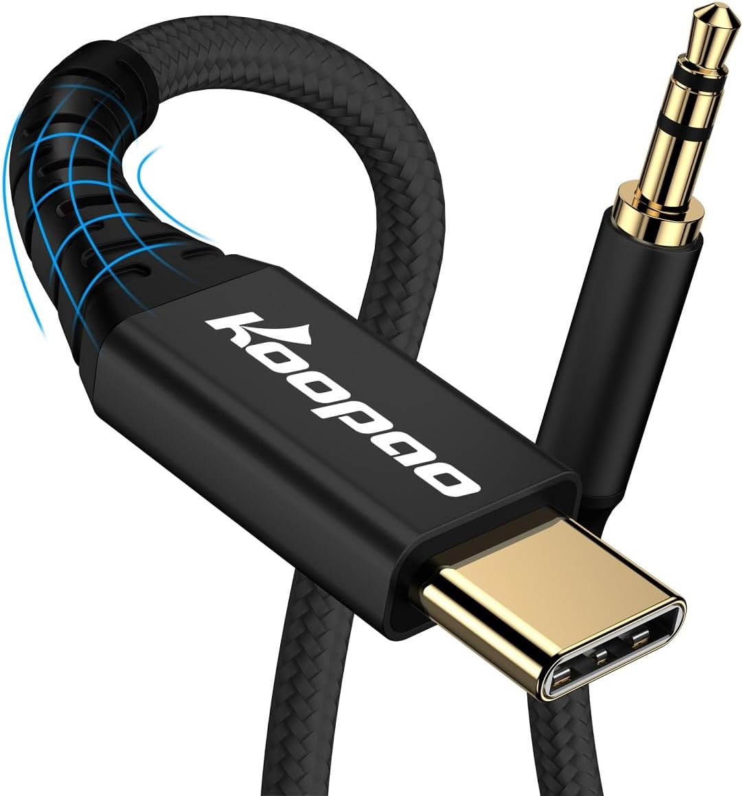 USB C to 3.5Mm Audio Aux Jack 6.6FT Cable, KOOPAO Type C Adapter to 3.5Mm Headphone Stereo Cord Car Compatible with Ipad Pro 2018 Google Pixel 2 3 4 XL (Grey-6.6Ft)