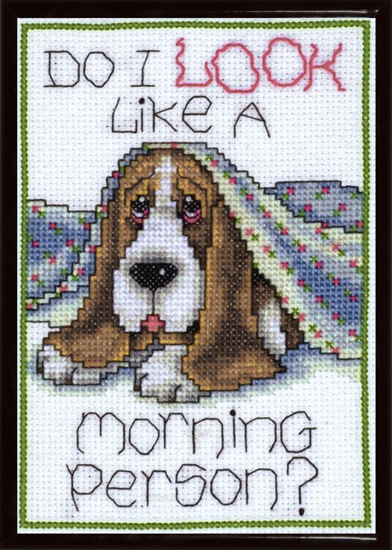 Tobin DW9781 14 Count Morning Dog Counted Cross Stitch Kit, 5 by 7-Inch