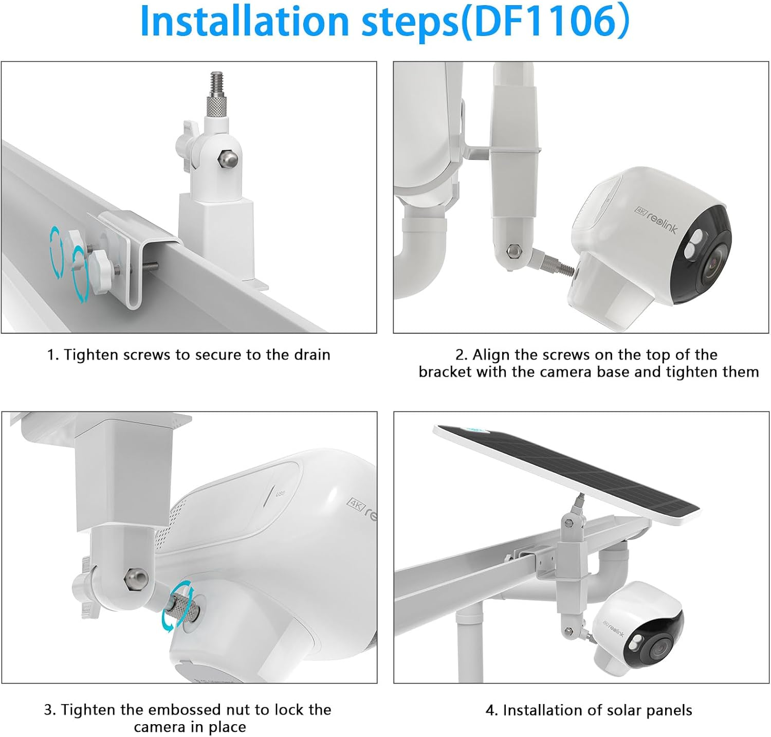 VOMENC 2-In-1 Gutter Bracket Mount for Reolink Argus 4 Pro Security Camera and Solar Panel (White) image number 5