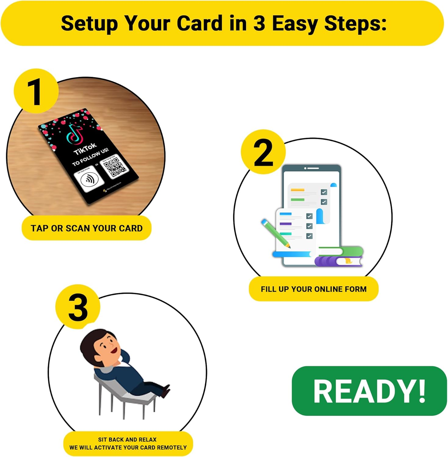 NFC Business Cards 1 Pack &ndash; Contactless Smart Tap & QR Code &ndash; Compatible with TIK Tok Review System &ndash; Reusable Feedback Tool for Restaurants, Local Businesses &ndash; Works with All Phones image number 4