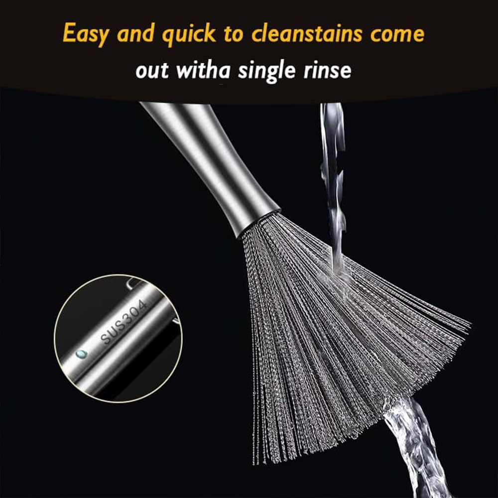 Shukitechi 2 Pack 304 Stainless Steel Cleaning Brushes, Heavy-Duty Metal Scrubber for Cast Iron, Pots, Pans, Grills, Tumblers and Dishes, Durable Kitchen Cleaning Tool Alternative to Steel Wool image number 4