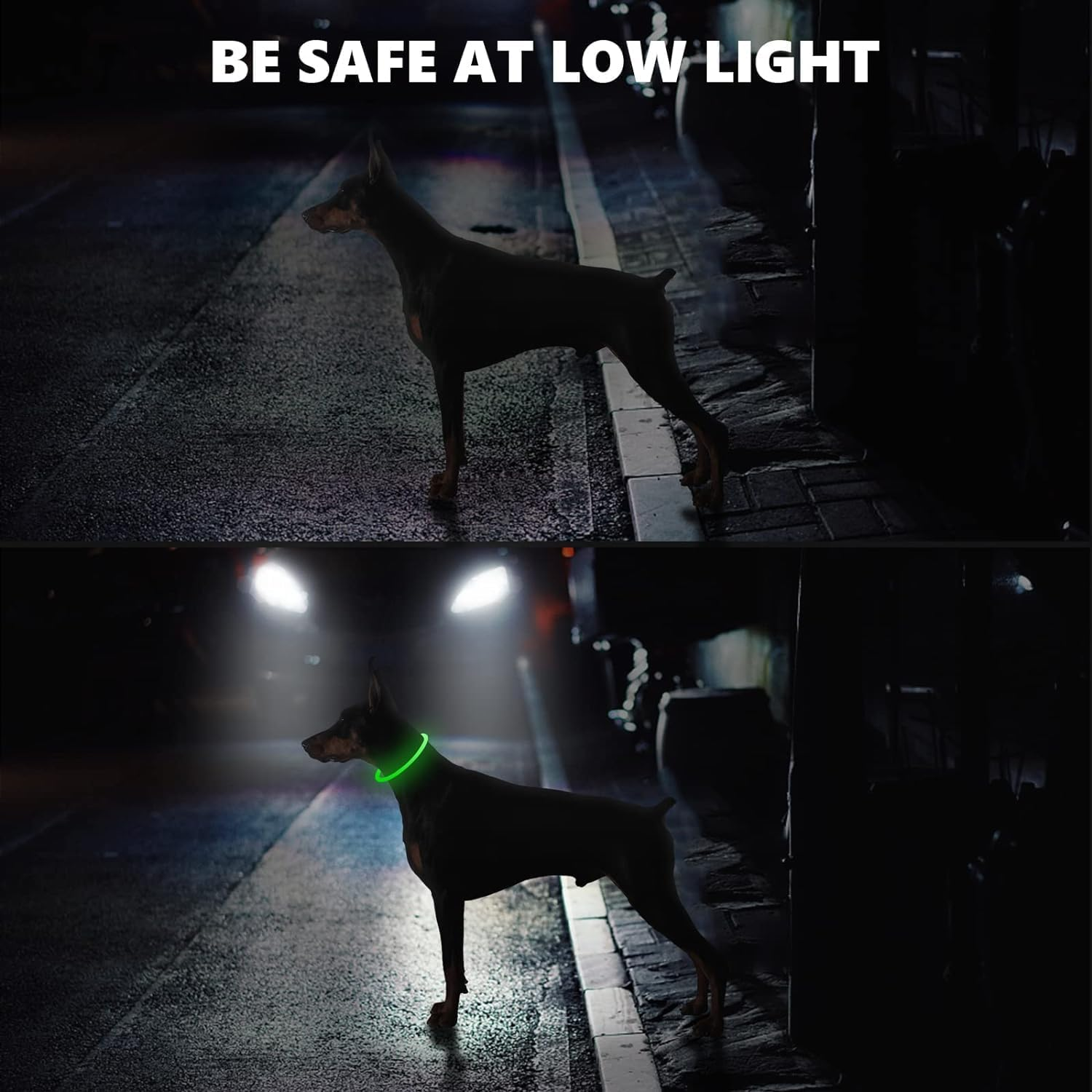 LED Dog Collar, Light up Dog Collars,Rechargeable Dog Lights for Night Walkinguniversal, Reusable Safety Necklace for Small Medium Large Dogs (Green) - Blue image number 6
