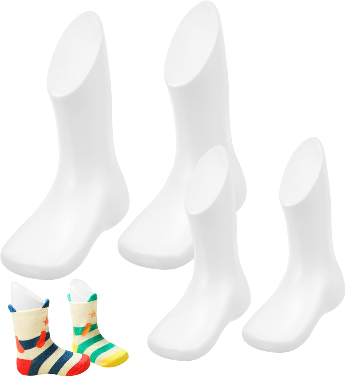 4Pcs Baby Shoe Mannequin Plastic Foot Models Reusable Small Toddler Mannequin Feet White and Skin Tone 11.5Cm 14Cm for Retail Shop Display image number 1