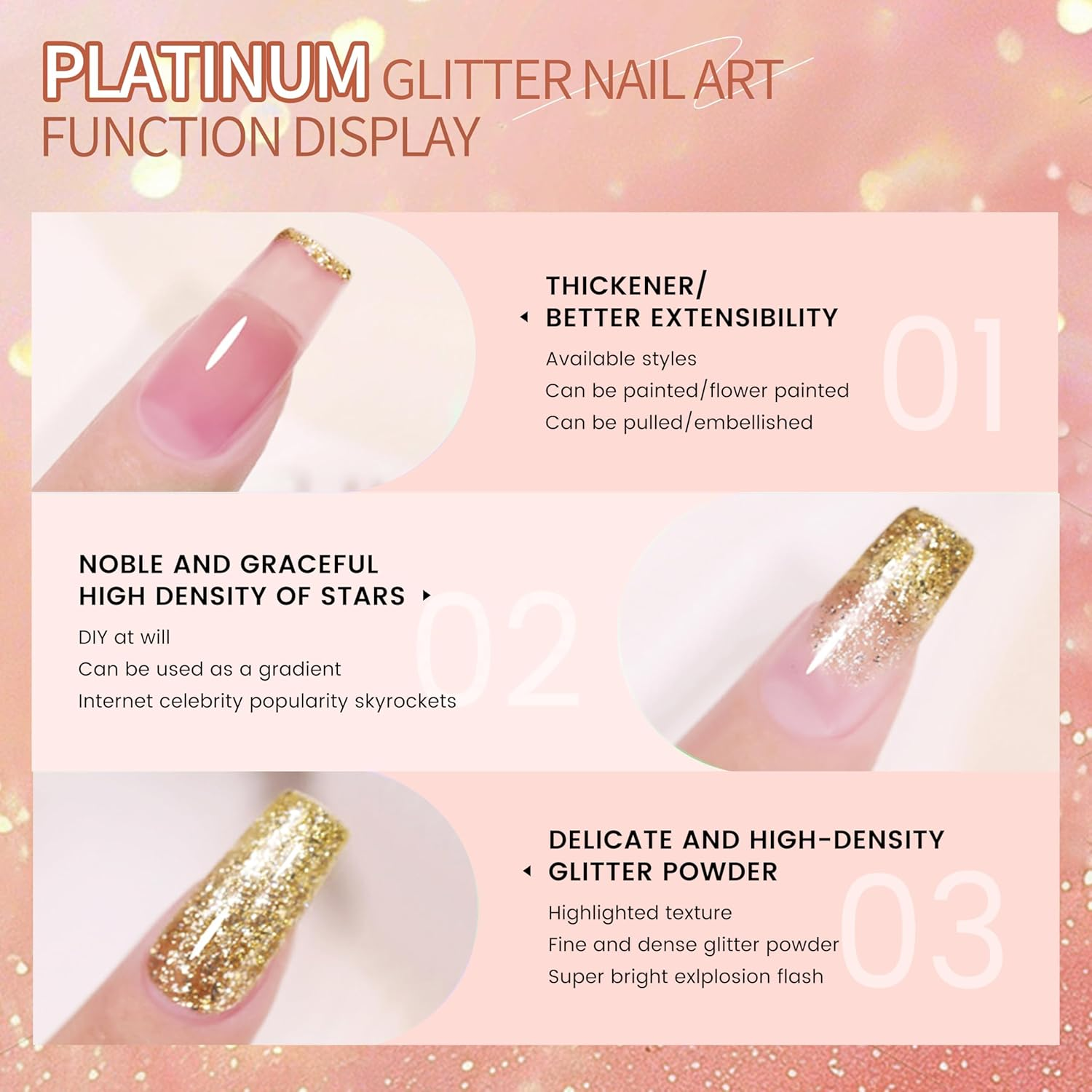 SULLMAR Colorful Ombre Gel Set with 4 Brilliant Colors with 100Pcs Nail Sponges & Grabbing Pen Ombre Nail Polish Glitter and Eye-Catching for Women Essential Nail Art Tool (B11) - B1 image number 5