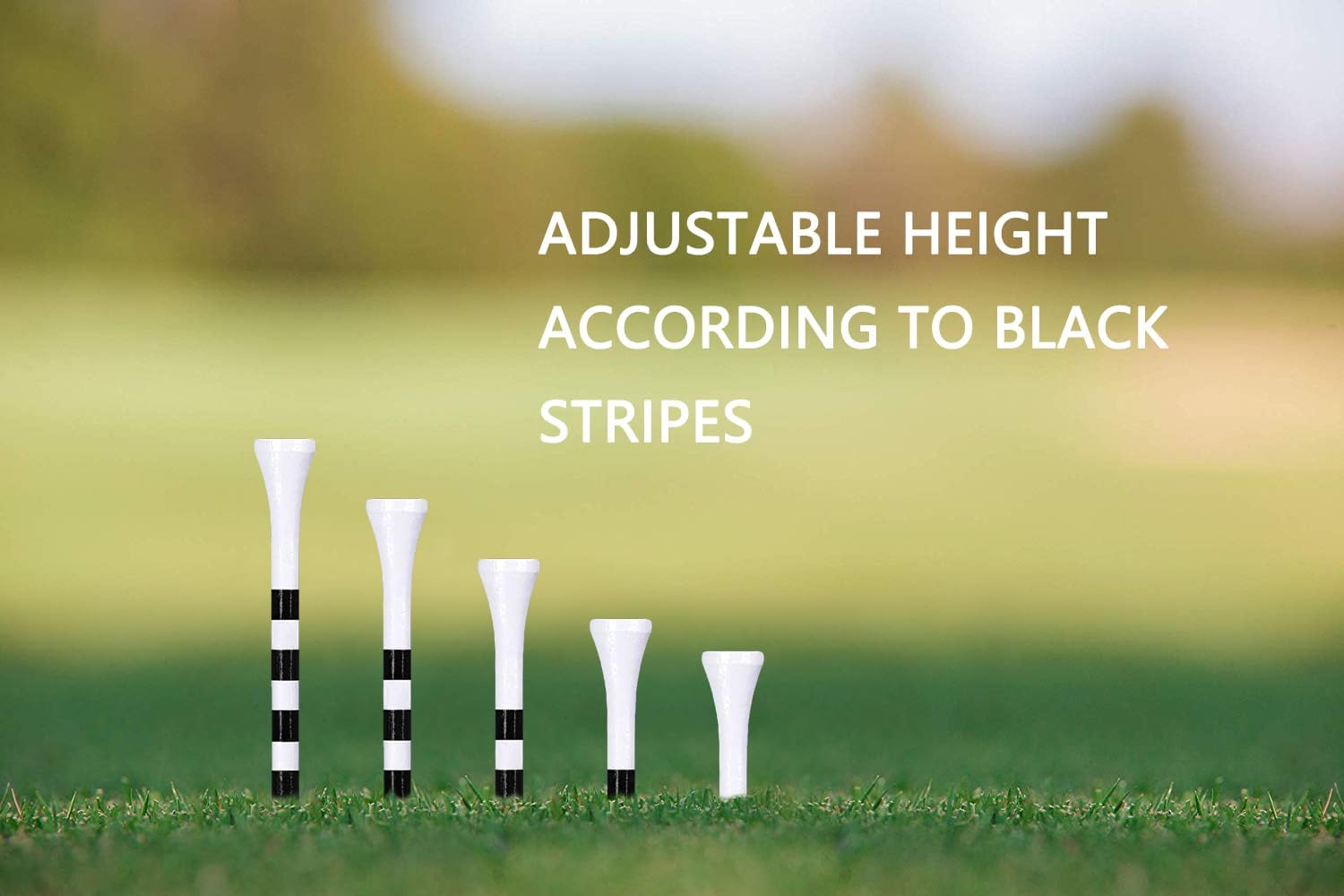 Zivisk Wooden Golf Tees 2-3/4 Inch or 3-1/4 Inch Pack of 100,Reduce Friction & Side Spin,More Durable & Stable Golf Wood Tees(White & Color-Stripe)