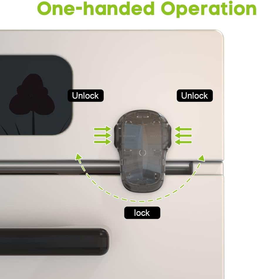 SAFELON 1 PC Baby Safety Oven Door Lock, Double Button Oven Lock for Kitchen Safety (Trasparente-Black) image number 4