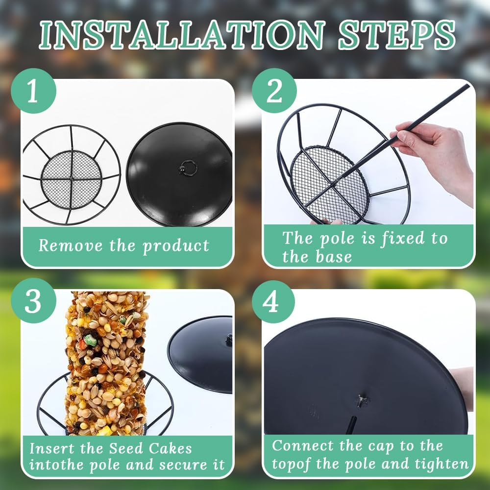 GUDAJIN Outdoor Metal Cylindrical Net Bird Feeder with Metal Dome Cover Wildlife Feeder, Suitable for Multiple Seeds, Suitable for Multiple Birds, Matte Black Bird Feeder