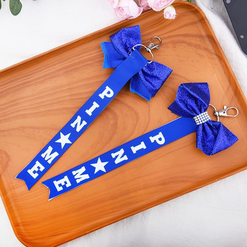 Pin Me Ribbon for Cheer Bag Backpack Accessories for Women Girls Cheerleaders Bow Keychain for Backpacks School Bags Cheer Stuff for Kids Toddlers Pin Me Keychain with Blue Clothes Pins 3 Pcs image number 5