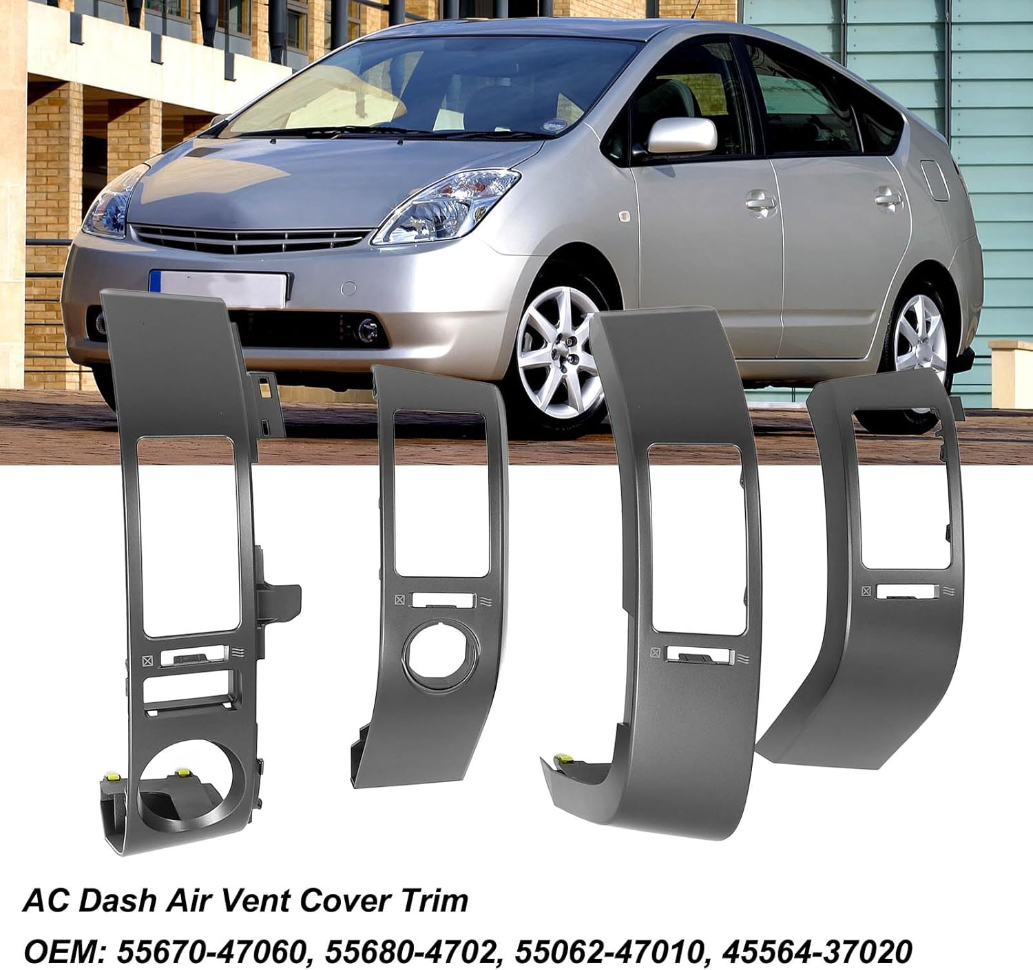 A/C Dash Air Vent Trim Panel, Air Vent Outlet Frame Cover, Compatible with Prius 1.5L 2004-2009, Replaces# 55670-47060, 55680-47020, 55062-47010, 45564-37020, 4Pcs