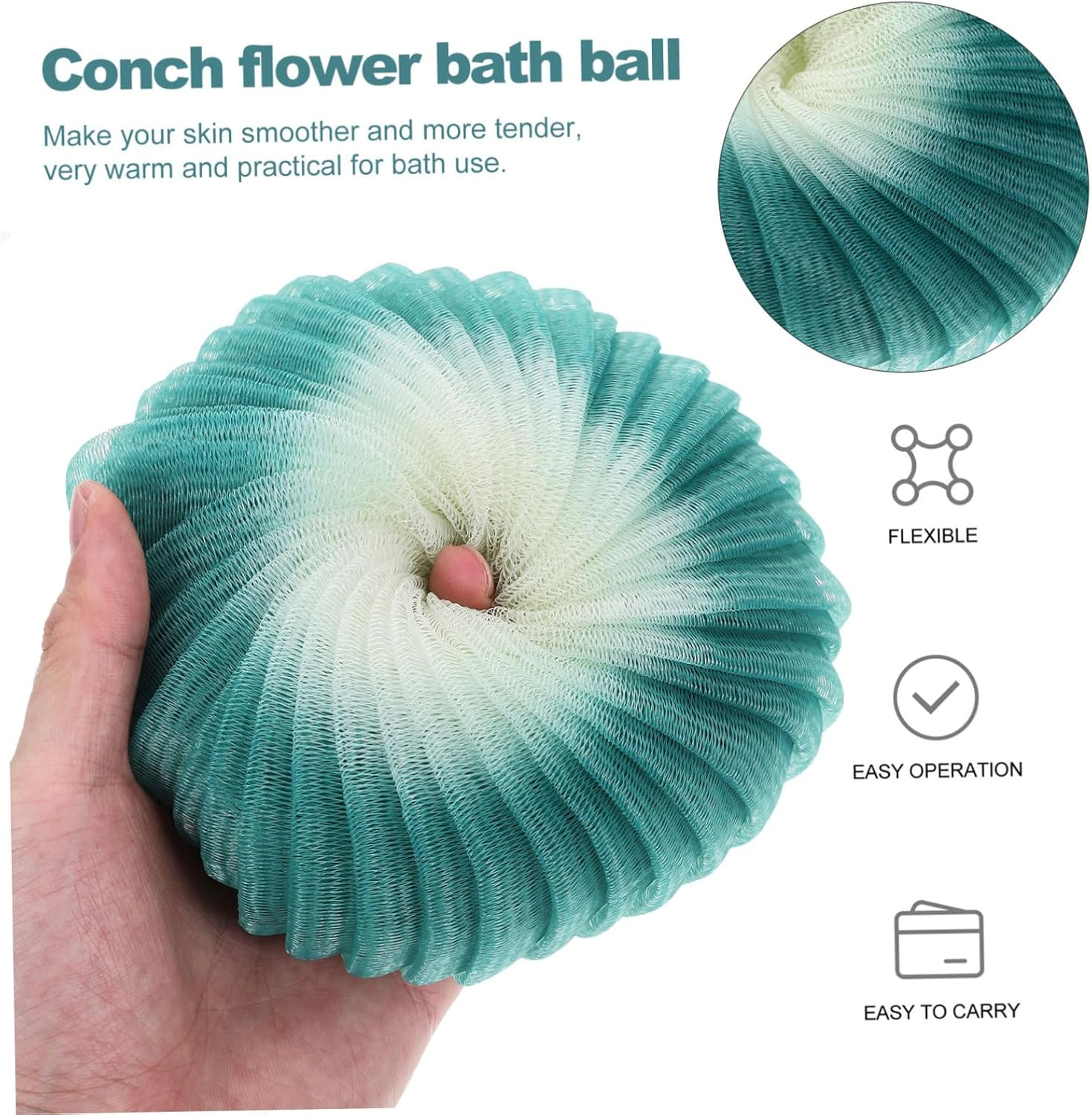 3Pcs Conch Flower Bath Ball Soft Exfoliating Shower Ball for Body Skin Cleaning Tool Bathroom Scrubber and Exfoliator for Shower Use
