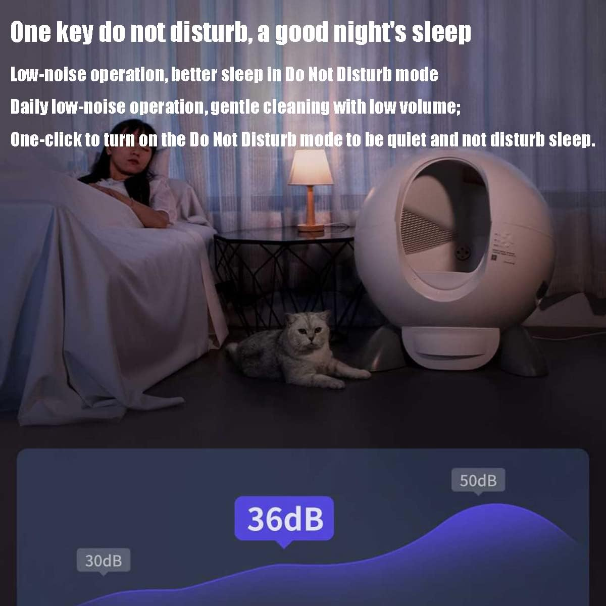 Self Cleaning Cat Litter Tray, Cat Litter Box, Odor Removal/60L Extra-Large Capacity, Smart Automatic Cat Toilet for Multiple Cats, Built-In Camera, Intelligent Identification of Multiple Cats image number 3