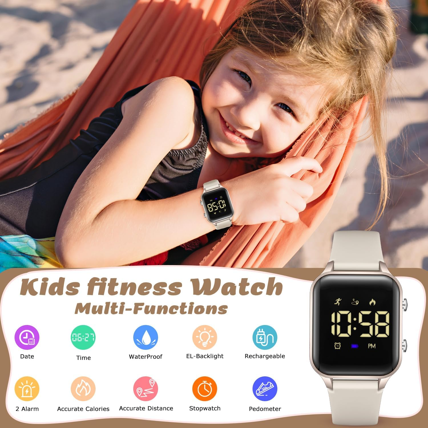 Waterproof Kids Digital Watches for Boys Girls,Sport Watch with Pedometer Stopwatch Vibration Alarm for Ages 5-13,No App Fitness Tracker Watch for Kids Teens Birthday image number 6