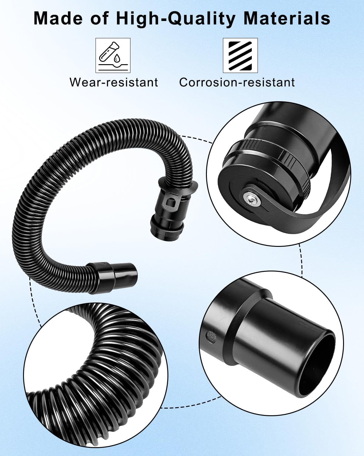 Highly Flexible Drain Hose Fit for Tennant T3 T5 Replace 1043538, Black image number 1