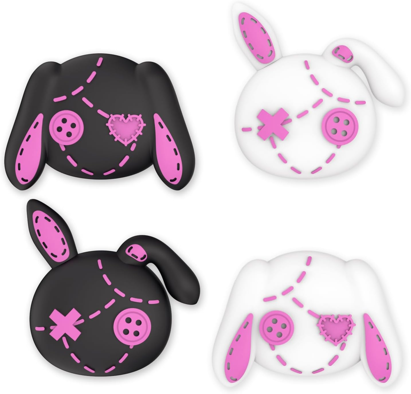 Playvital Cute Thumb Grip Caps for Ps5/4 Controller, Silicone Analog Stick Caps Cover for Xbox Series X/S, Thumbstick Caps for Switch Pro Controller - Lovely Punky Bunnies image number 1