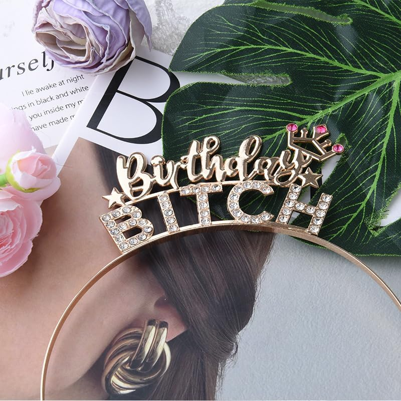 Funny Birthday Headbands Gifts for Best Friends Besties Birthday Bitch Crown Headband Bday Gifts for Girls Accessories image number 5