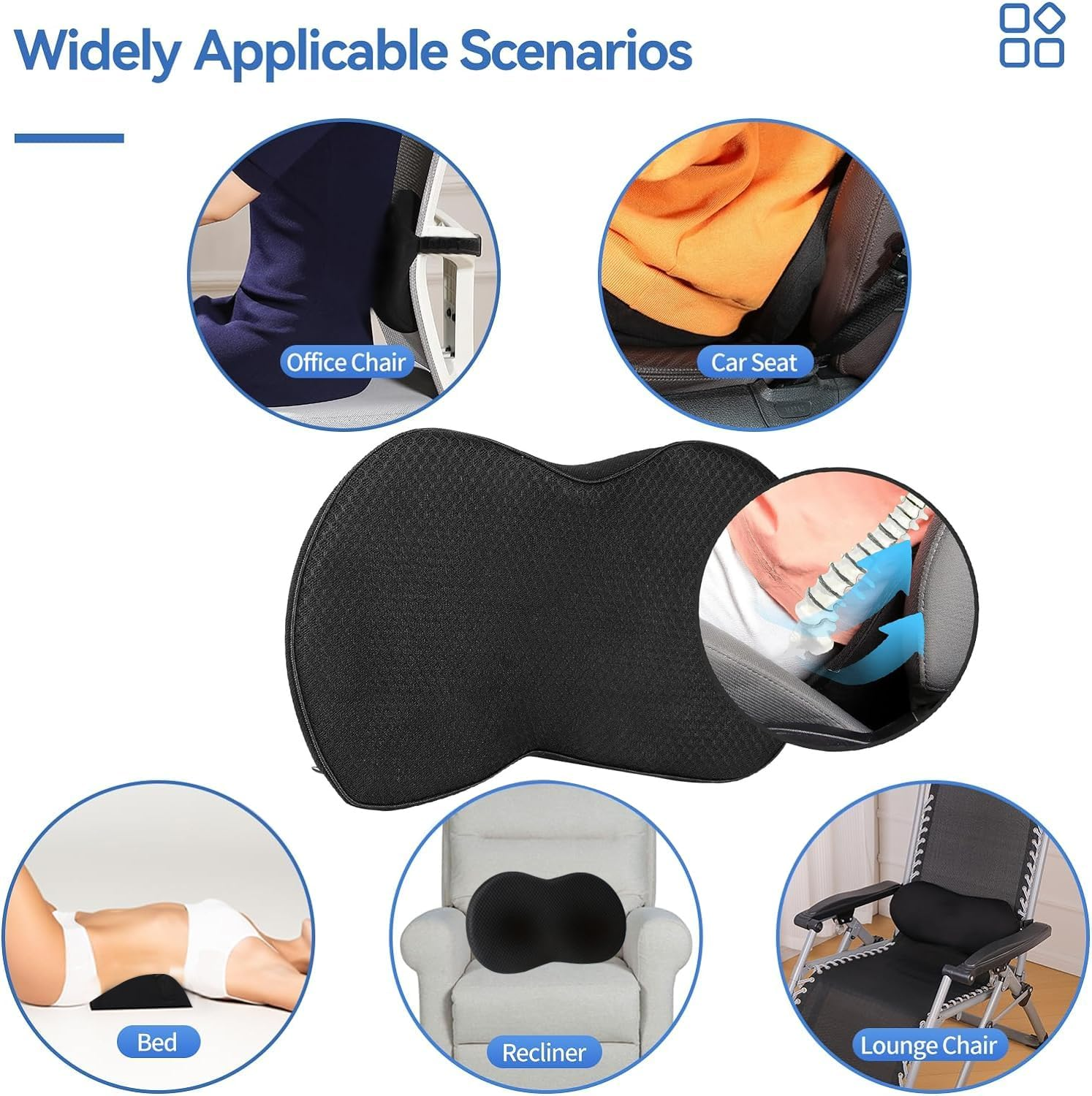 Wedge Car Seat Cushion, Memory Foam Car Truck Coccyx Seat Pillow for Driving - Sciatica and Back Pain Relief - Heightening Wedge Cushions for Car Driver Office Lumbar Tailbone Support image number 5