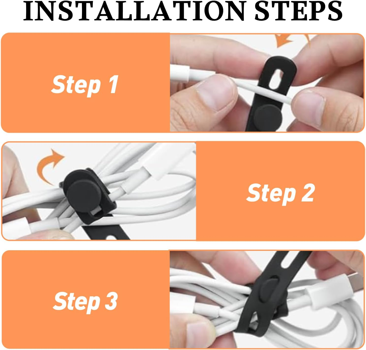 10 Pack Silicone Cable Ties Cord Organizer Strap, Reusable, Washable Cord Management with Lock Buckle, Adjustable Charger Cable Wrap for Electrical Cords, Travel Organization, and Home Use image number 5