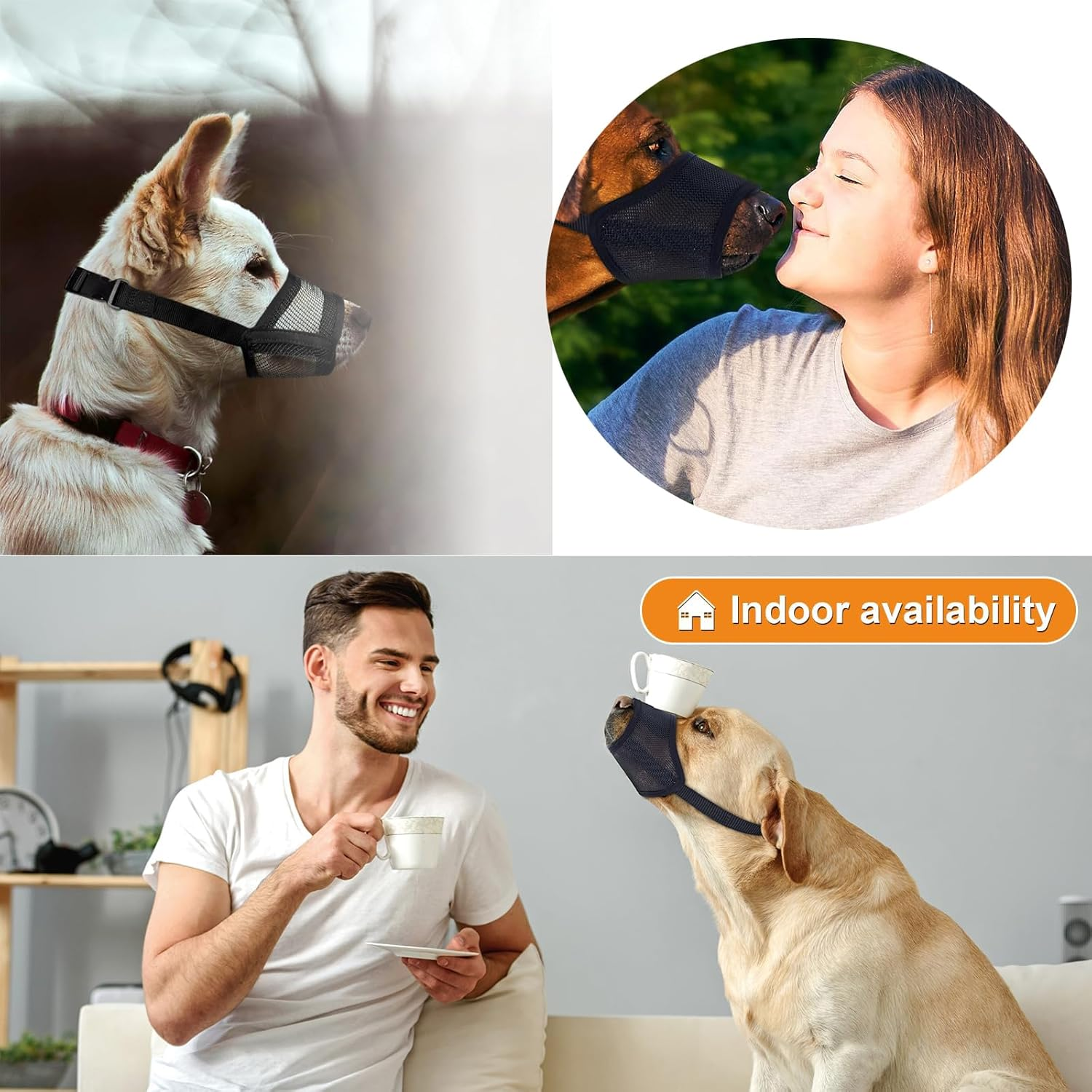 Velmoriah Dog Muzzle for Small Medium Large Dogs, Soft Air Mesh, Breathable Muzzle Drinkable Cover to Prevent Biting for Chihuahua, German Shepherd, Bulldog (S) image number 3