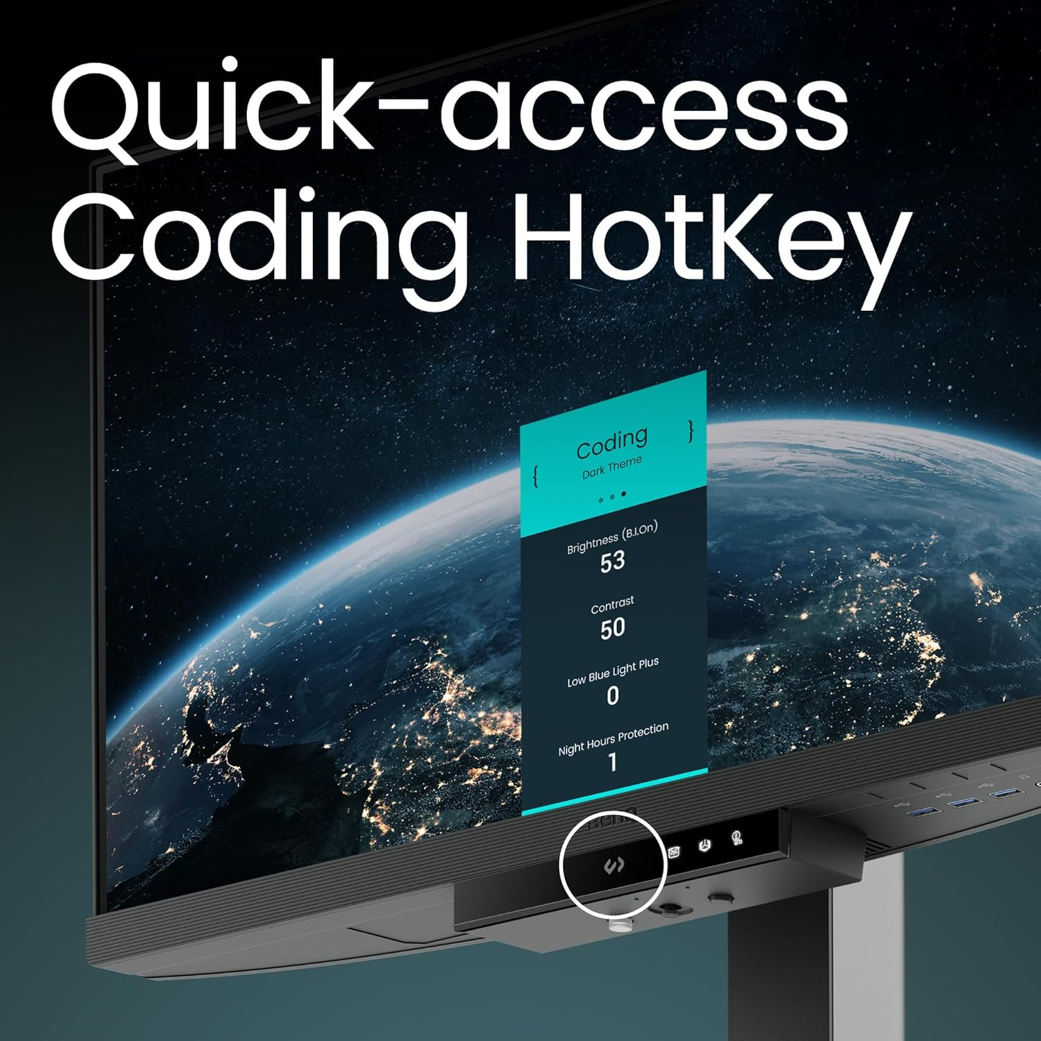 Benq RD240Q 24.1&rdquo; WQXGA Programming Monitor, 90W USB Type-C, Advanced Coding Modes, Coding Hotkey, Ergonomic Design, 16:10 Special Ratio, Circadian Mode, Eye-Care Technology, Eco-Friendly Design image number 3