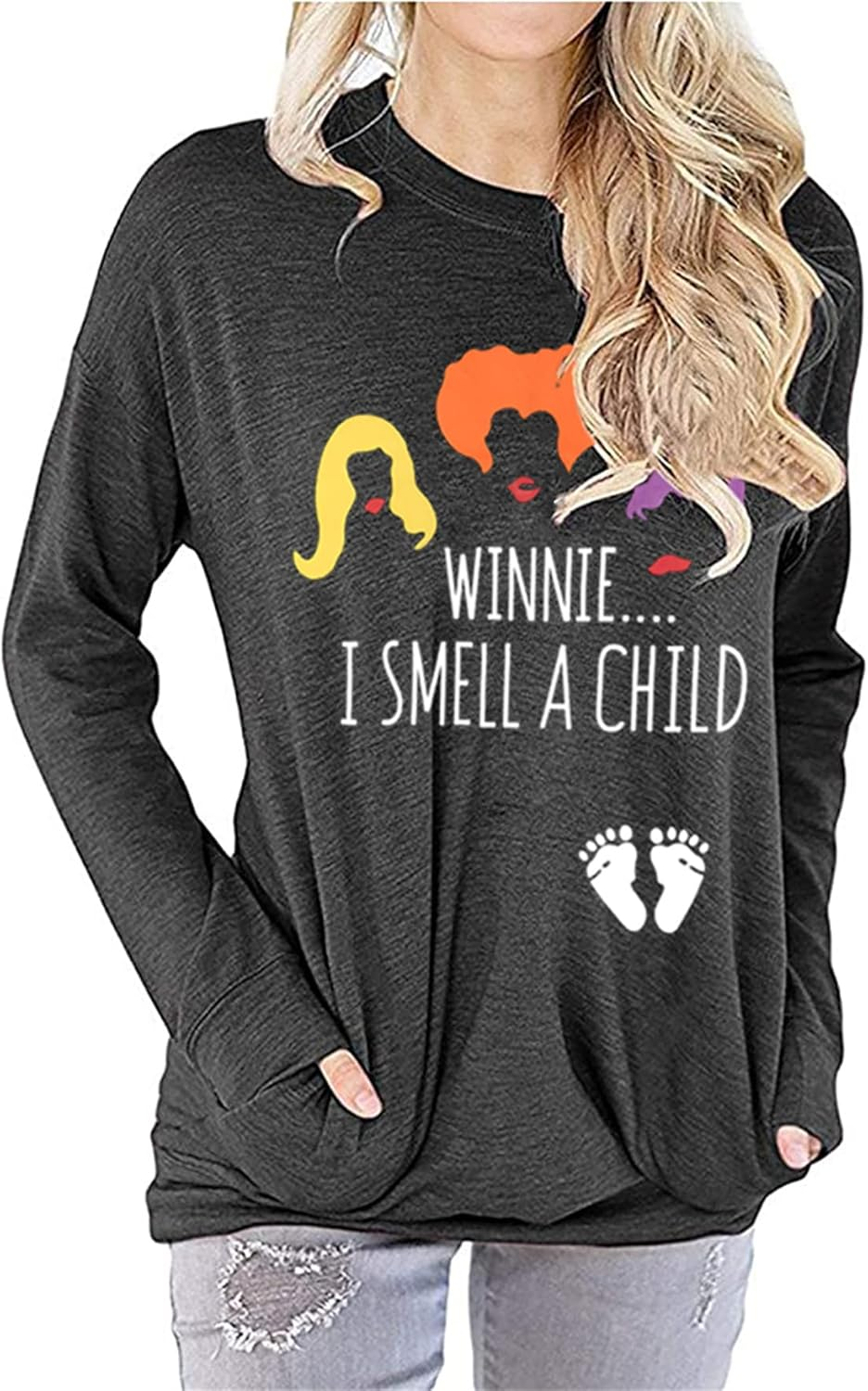 HEYO Halloween Pregnancy Shirt Sanderson Sister Witch Graphic Funny Cute Smell Child Letter Print Maternity Short Sleeve Tee